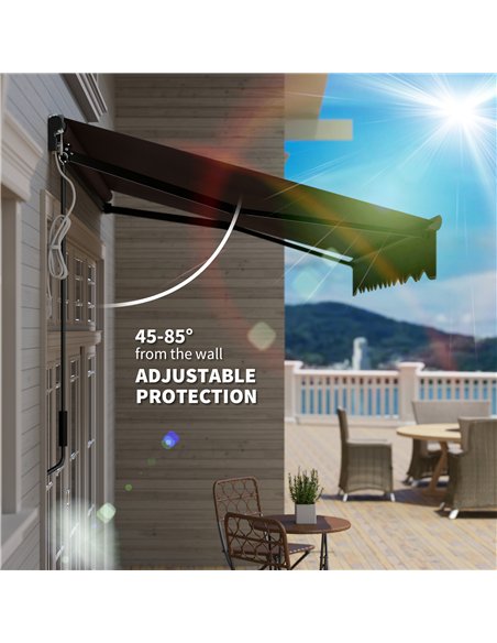 Outsunny 2.5 x 2m Electric Awning with LED Light and Remote Controller, Aluminium Frame DIY Retractable Awning, UV50+ Sun Shade  - pic 119628 | FastDaddyshop
