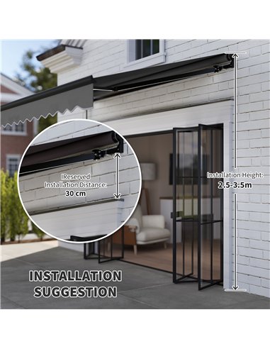 Outsunny 2.5 x 2m Electric Awning with LED Light and Remote Controller, Aluminium Frame DIY Retractable Awning, UV50+ Sun Shade 