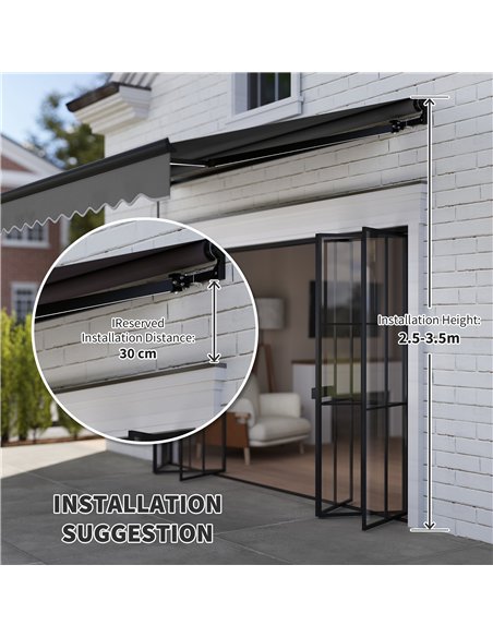 Outsunny 2.5 x 2m Electric Awning with LED Light and Remote Controller, Aluminium Frame DIY Retractable Awning, UV50+ Sun Shade  - pic 119629 | FastDaddyshop