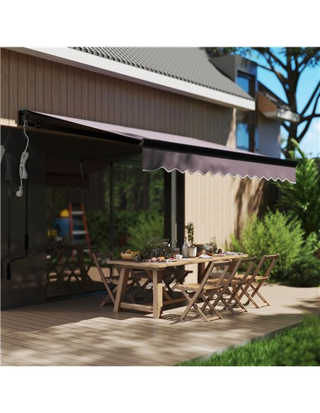 Outsunny 3 x 2.5m Electric Awning with LED Light and Remote Controller, Aluminium Frame DIY Retractable Awning, UV50+ Sun Shade  - pic 119632 | FastDaddyshop