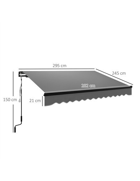 Outsunny 3 x 2.5m Electric Awning with LED Light and Remote Controller, Aluminium Frame DIY Retractable Awning, UV50+ Sun Shade  - pic 119633 | FastDaddyshop