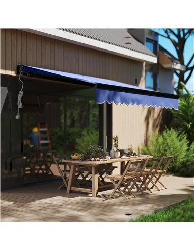 Outsunny 2.5 x 2m Electric Awning with LED Light and Remote Controller, Aluminium Frame DIY Retractable Awning, UV50+ Sun Shade 