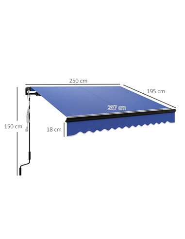 Outsunny 2.5 x 2m Electric Awning with LED Light and Remote Controller, Aluminium Frame DIY Retractable Awning, UV50+ Sun Shade 