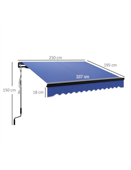 Outsunny 2.5 x 2m Electric Awning with LED Light and Remote Controller, Aluminium Frame DIY Retractable Awning, UV50+ Sun Shade  - pic 119642 | FastDaddyshop