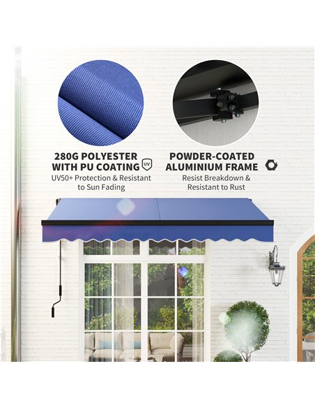 Outsunny 2.5 x 2m Electric Awning with LED Light and Remote Controller, Aluminium Frame DIY Retractable Awning, UV50+ Sun Shade  - pic 119645 | FastDaddyshop