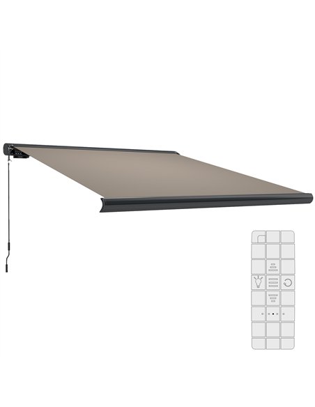 Outsunny 3 x 2.5 m Electric Awning with Remote Controller, Aluminium Frame DIY Retractable Awning, UV50+ Sun Shade Canopy for Ga - pic 119649 | FastDaddyshop
