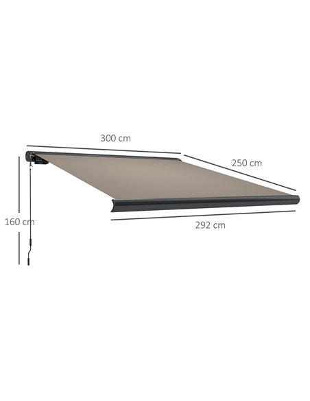 Outsunny 3 x 2.5 m Electric Awning with Remote Controller, Aluminium Frame DIY Retractable Awning, UV50+ Sun Shade Canopy for Ga - pic 119651 | FastDaddyshop