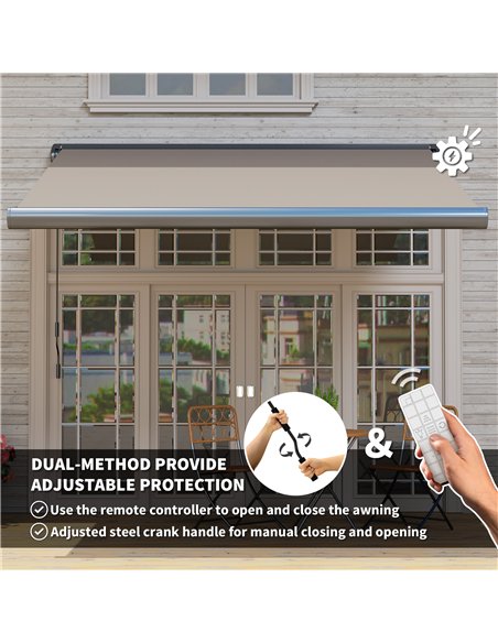 Outsunny 3 x 2.5 m Electric Awning with Remote Controller, Aluminium Frame DIY Retractable Awning, UV50+ Sun Shade Canopy for Ga - pic 119652 | FastDaddyshop