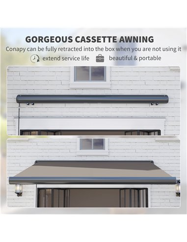 Outsunny 3 x 2.5 m Electric Awning with Remote Controller, Aluminium Frame DIY Retractable Awning, UV50+ Sun Shade Canopy for Ga
