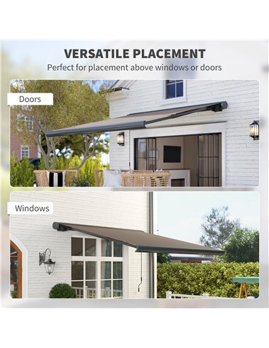 Outsunny 3 x 2.5 m Electric Awning with Remote Controller, Aluminium Frame DIY Retractable Awning, UV50+ Sun Shade Canopy for Ga