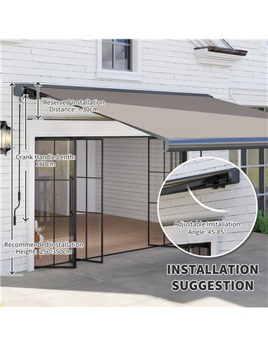 Outsunny 3 x 2.5 m Electric Awning with Remote Controller, Aluminium Frame DIY Retractable Awning, UV50+ Sun Shade Canopy for Ga