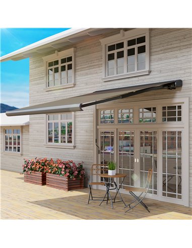 Outsunny 3 x 2.5 m Electric Awning with Remote Controller, Aluminium Frame DIY Retractable Awning, UV50+ Sun Shade Canopy for Ga