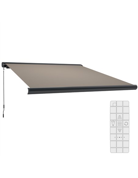 Outsunny 3.5 x 3 m Electric Awning with Remote Controller, Aluminium Frame DIY Retractable Awning, UV50+ Sun Shade Canopy for Ga - pic 119658 | FastDaddyshop