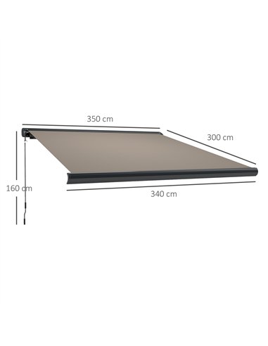 Outsunny 3.5 x 3 m Electric Awning with Remote Controller, Aluminium Frame DIY Retractable Awning, UV50+ Sun Shade Canopy for Ga