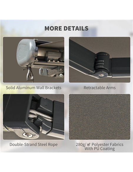 Outsunny 3.5 x 3 m Electric Awning with Remote Controller, Aluminium Frame DIY Retractable Awning, UV50+ Sun Shade Canopy for Ga - pic 119664 | FastDaddyshop