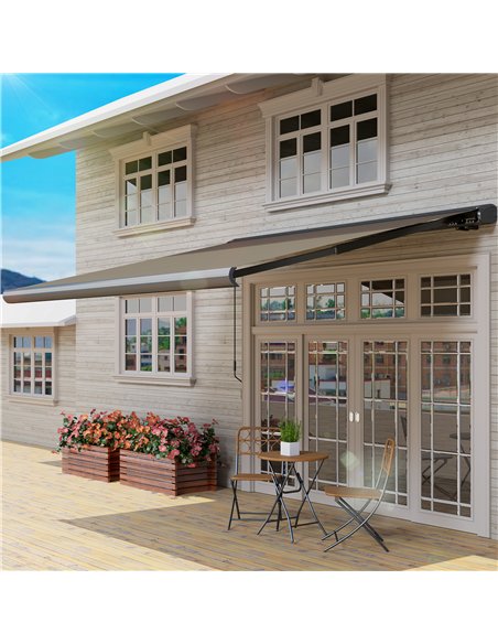 Outsunny 3.5 x 3 m Electric Awning with Remote Controller, Aluminium Frame DIY Retractable Awning, UV50+ Sun Shade Canopy for Ga - pic 119666 | FastDaddyshop