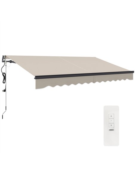 Outsunny 3.5 x 3m Electric/Manual Awning, with Remote - Beige - pic 119667 | FastDaddyshop