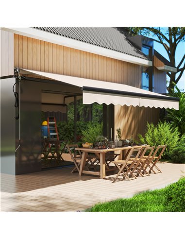 Outsunny 3.5 x 3m Electric/Manual Awning, with Remote - Beige