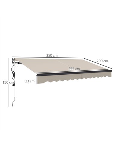 Outsunny 3.5 x 3m Electric/Manual Awning, with Remote - Beige