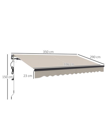 Outsunny 3.5 x 3m Electric/Manual Awning, with Remote - Beige - pic 119669 | FastDaddyshop