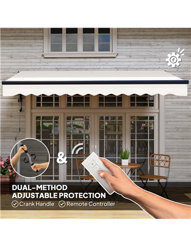 Outsunny 3.5 x 3m Electric/Manual Awning, with Remote - Beige