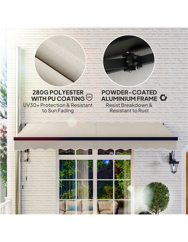 Outsunny 3.5 x 3m Electric/Manual Awning, with Remote - Beige