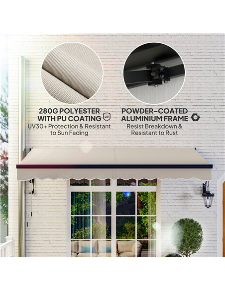 Outsunny 3.5 x 3m Electric/Manual Awning, with Remote - Beige - pic 119671 | FastDaddyshop