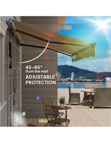 Outsunny 3.5 x 3m Electric/Manual Awning, with Remote - Beige