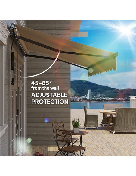 Outsunny 3.5 x 3m Electric/Manual Awning, with Remote - Beige - pic 119672 | FastDaddyshop