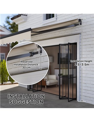 Outsunny 3.5 x 3m Electric/Manual Awning, with Remote - Beige