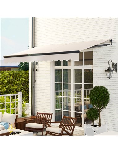 Outsunny 3.5 x 3m Electric/Manual Awning, with Remote - Beige