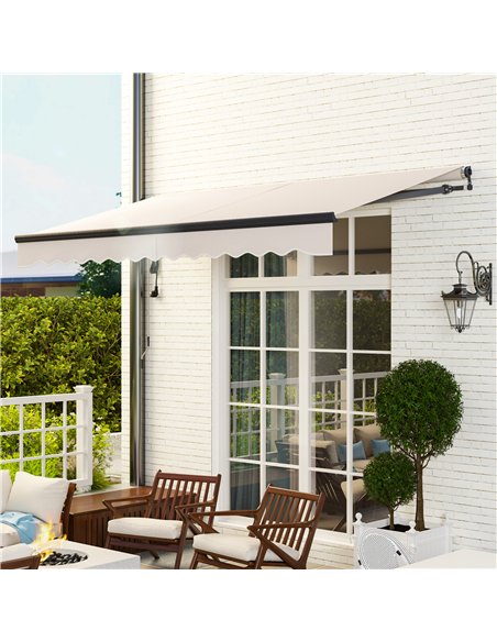 Outsunny 3.5 x 3m Electric/Manual Awning, with Remote - Beige - pic 119675 | FastDaddyshop