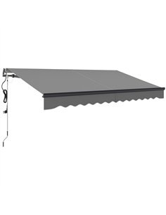 Outsunny 3.5 x 3(m) Electric Awning with Remote Controller, Aluminium Frame DIY Retractable Awning, UV30+ Sun Shade Canopy for G