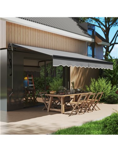 Outsunny 3.5 x 3(m) Electric Awning with Remote Controller, Aluminium Frame DIY Retractable Awning, UV30+ Sun Shade Canopy for G