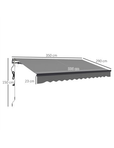 Outsunny 3.5 x 3(m) Electric Awning with Remote Controller, Aluminium Frame DIY Retractable Awning, UV30+ Sun Shade Canopy for G