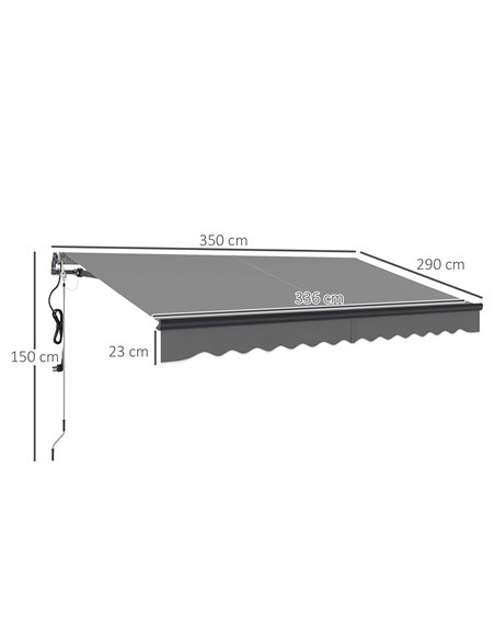 Outsunny 3.5 x 3(m) Electric Awning with Remote Controller, Aluminium Frame DIY Retractable Awning, UV30+ Sun Shade Canopy for G - pic 119678 | FastDaddyshop