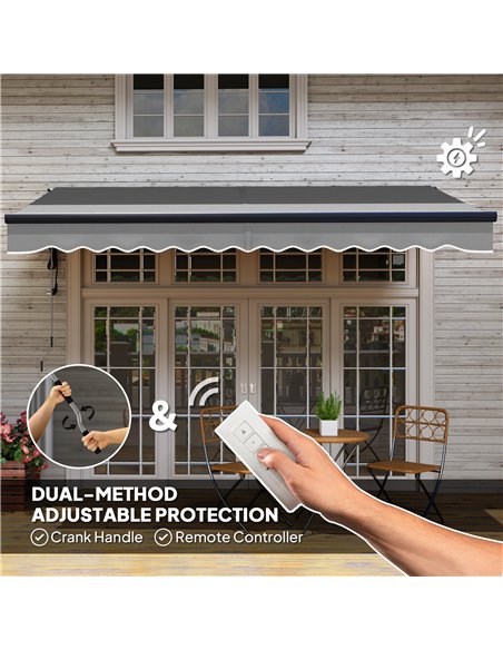 Outsunny 3.5 x 3(m) Electric Awning with Remote Controller, Aluminium Frame DIY Retractable Awning, UV30+ Sun Shade Canopy for G - pic 119679 | FastDaddyshop