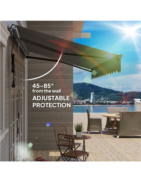 Outsunny 3.5 x 3(m) Electric Awning with Remote Controller, Aluminium Frame DIY Retractable Awning, UV30+ Sun Shade Canopy for G - pic 119681 | FastDaddyshop