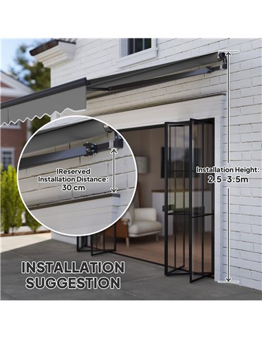 Outsunny 3.5 x 3(m) Electric Awning with Remote Controller, Aluminium Frame DIY Retractable Awning, UV30+ Sun Shade Canopy for G