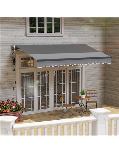 Outsunny 3.5 x 3(m) Electric Awning with Remote Controller, Aluminium Frame DIY Retractable Awning, UV30+ Sun Shade Canopy for G