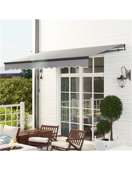 Outsunny 3.5 x 3(m) Electric Awning with Remote Controller, Aluminium Frame DIY Retractable Awning, UV30+ Sun Shade Canopy for G - pic 119684 | FastDaddyshop