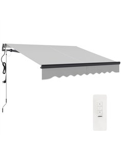 Outsunny 2.5 x 2m Electric Awning with Remote Controller, Aluminium Frame DIY Retractable Awning, UV30+ Sun Shade Canopy for Gar