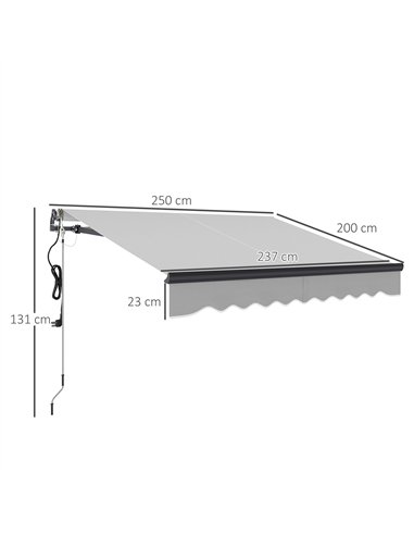 Outsunny 2.5 x 2m Electric Awning with Remote Controller, Aluminium Frame DIY Retractable Awning, UV30+ Sun Shade Canopy for Gar