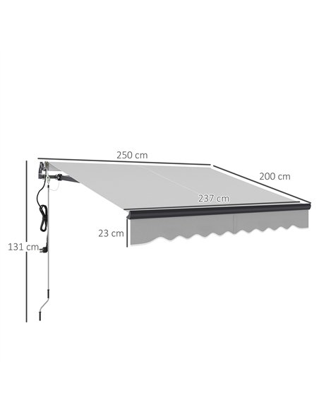 Outsunny 2.5 x 2m Electric Awning with Remote Controller, Aluminium Frame DIY Retractable Awning, UV30+ Sun Shade Canopy for Gar - pic 119687 | FastDaddyshop