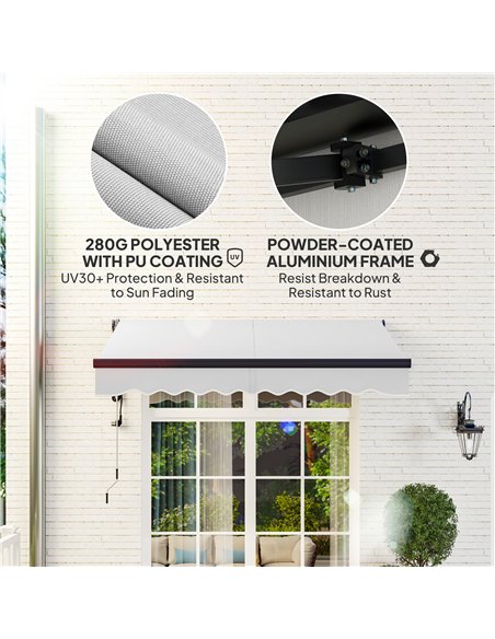 Outsunny 2.5 x 2m Electric Awning with Remote Controller, Aluminium Frame DIY Retractable Awning, UV30+ Sun Shade Canopy for Gar - pic 119689 | FastDaddyshop