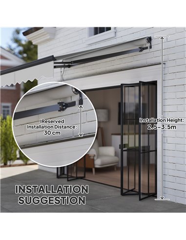 Outsunny 2.5 x 2m Electric Awning with Remote Controller, Aluminium Frame DIY Retractable Awning, UV30+ Sun Shade Canopy for Gar