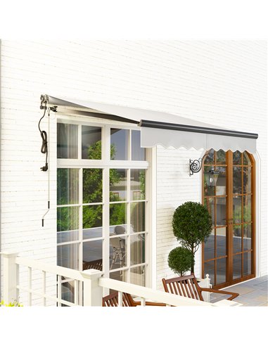Outsunny 2.5 x 2m Electric Awning with Remote Controller, Aluminium Frame DIY Retractable Awning, UV30+ Sun Shade Canopy for Gar