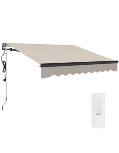 Outsunny 2.5 x 2m Electric Awning with Remote Controller, Aluminium Frame DIY Retractable Awning, UV30+ Sun Shade Canopy for Gar