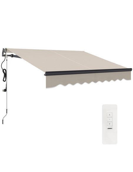 Outsunny 2.5 x 2m Electric Awning with Remote Controller, Aluminium Frame DIY Retractable Awning, UV30+ Sun Shade Canopy for Gar - pic 119694 | FastDaddyshop