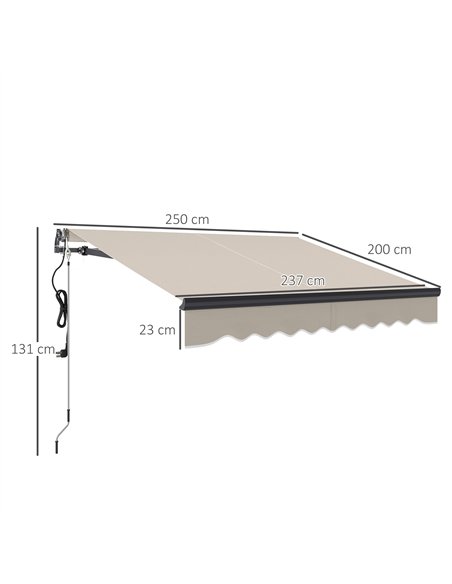 Outsunny 2.5 x 2m Electric Awning with Remote Controller, Aluminium Frame DIY Retractable Awning, UV30+ Sun Shade Canopy for Gar - pic 119696 | FastDaddyshop